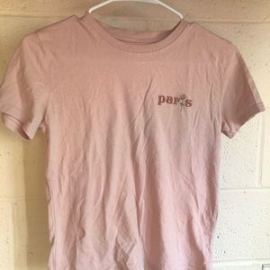 Brandy Melville Light Pink Tee Embroidered Detail